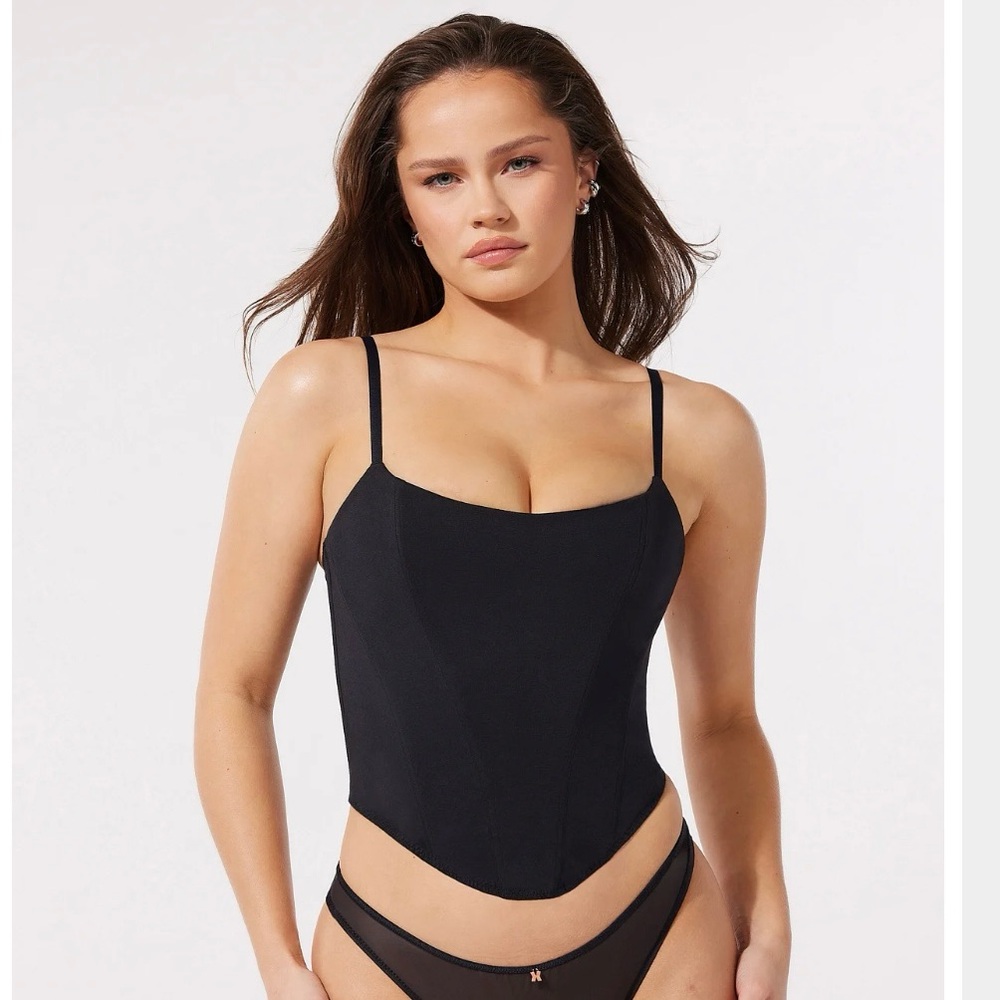 Savage X Fenty Corset | Caviar Summer Heat Corset M Black Lingerie Set NWT